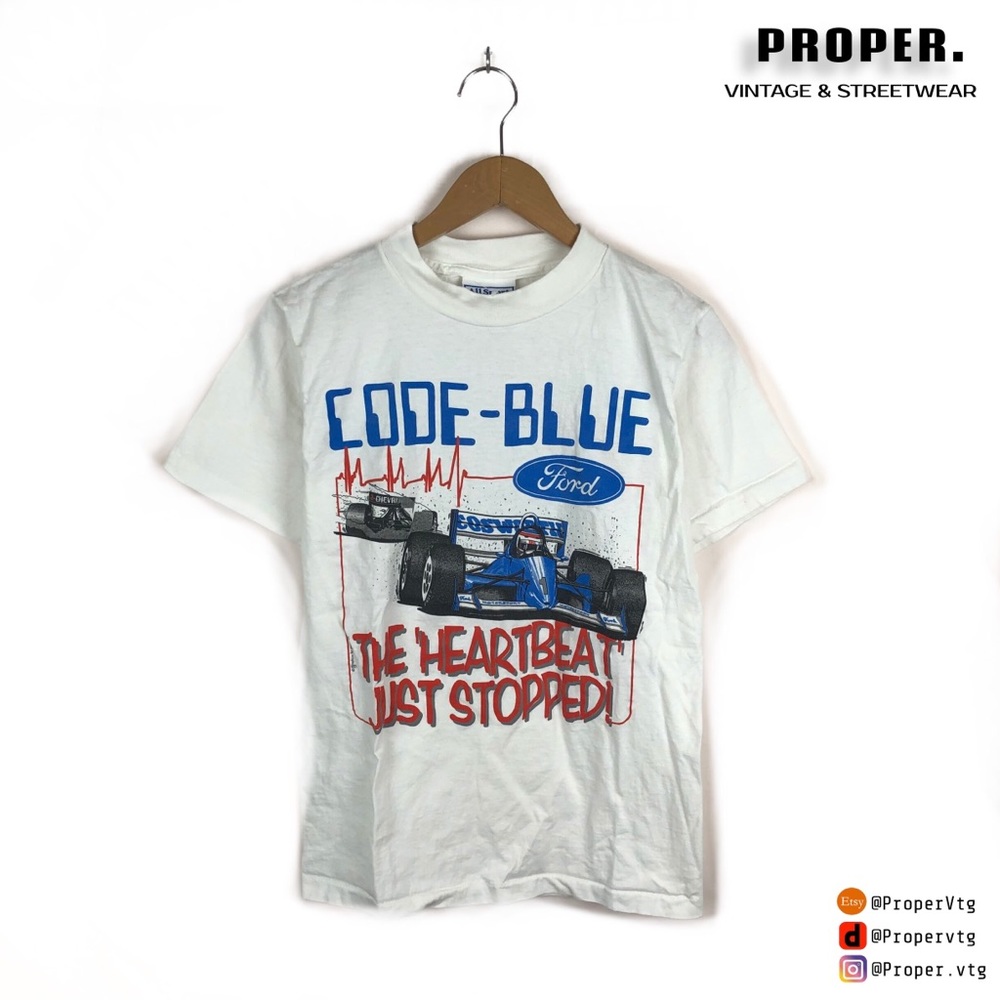 Vintage Nascar Chevrolet Ford t shirt Code Blue